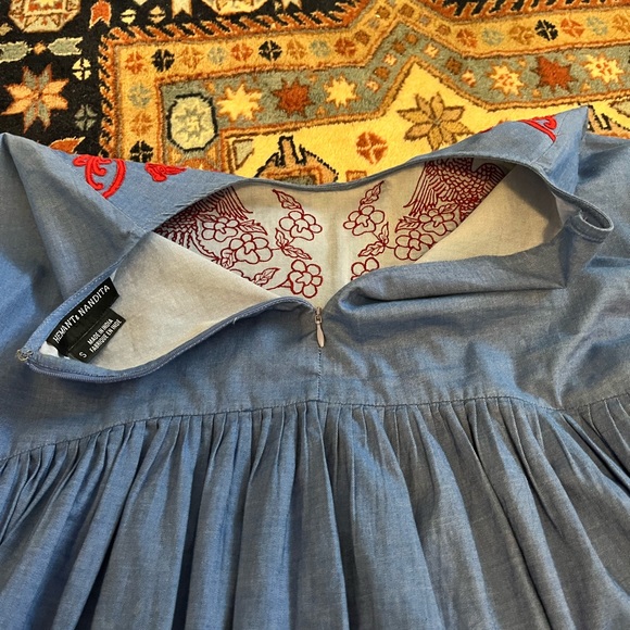 Anthropologie Hemant & Nandita flows appliqué empire puff sleeves top blouse S - Picture 11 of 11